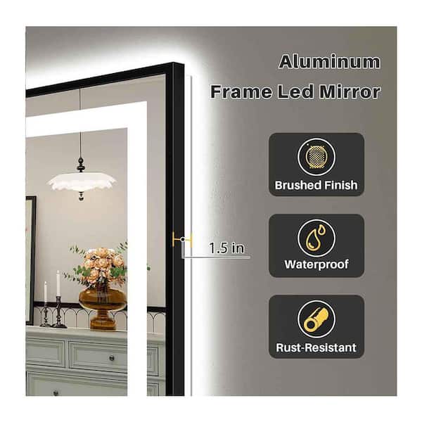 50 in. W x 36 in. H Rectangular Framed Front and Back LED Lighted Anti-Fog Wall Bathroom Vanity Mirror in Tempered Glass