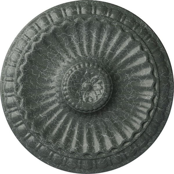Ekena Millwork 11-1/4" x 1-1/8" Linus Urethane Ceiling Medallion, Athenian Green Crackle
