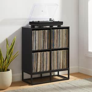 Enzo Black Record Storage Cube Bookcase