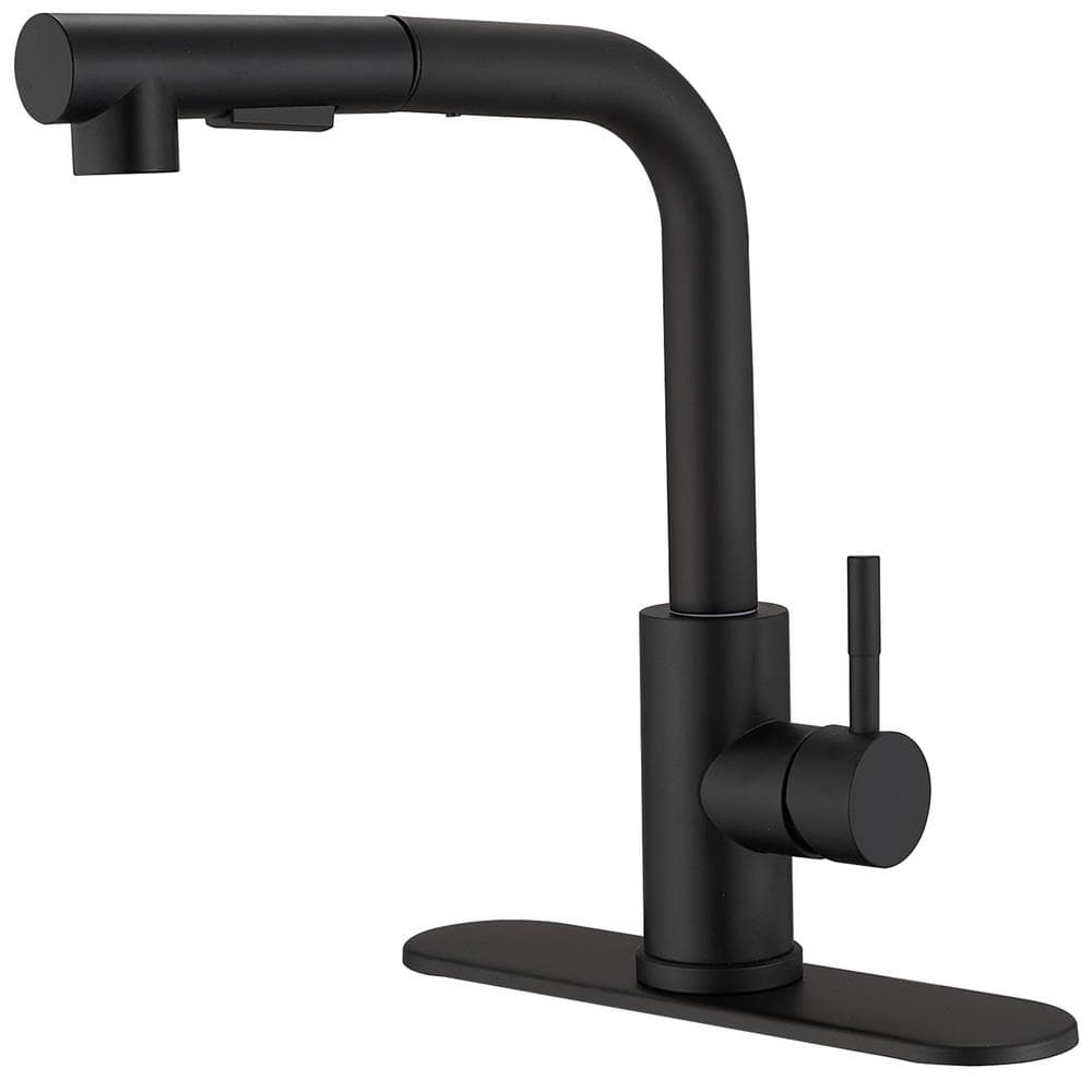 Single Handle Deck Mount Pull-Out Sprayer Standard Kitchen Faucet in Matte Black price history on PriceWatchPro