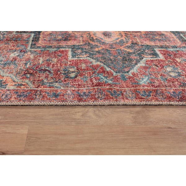 Savina Traditional Machine Washable Area Rug Multi 10' x 14' Area Rug