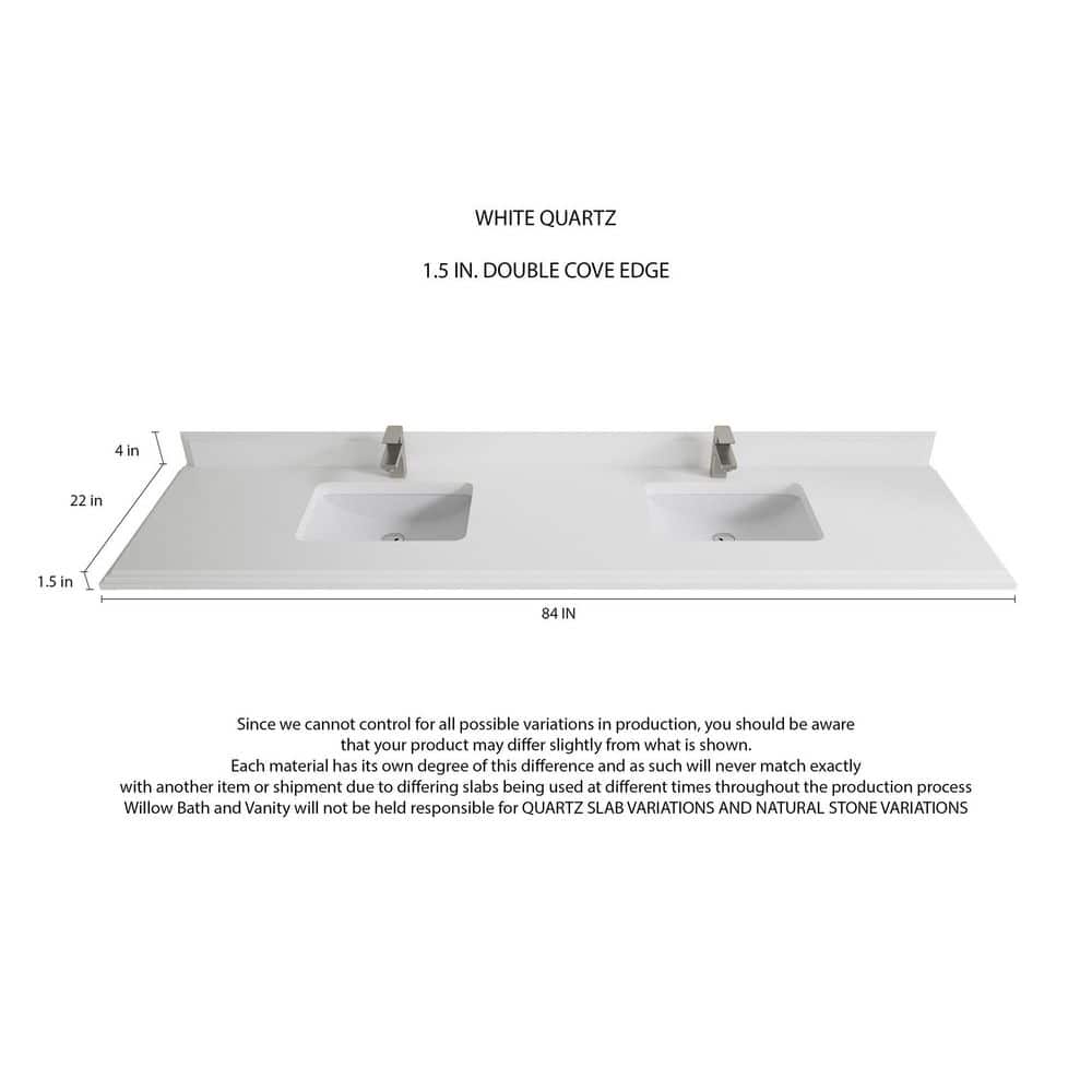 Elizabeth 84" Light Natural Teak Double Sink Vanity with White Quartz