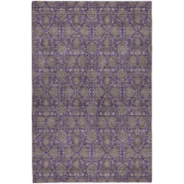 Dream Shag Premium Machine Washable Abstract ADS702 Purple 8 ft. x 10 ft. Area Rug