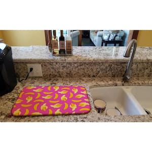 14 in. x 21 in. Bananas on Pink Dish Drying Mat