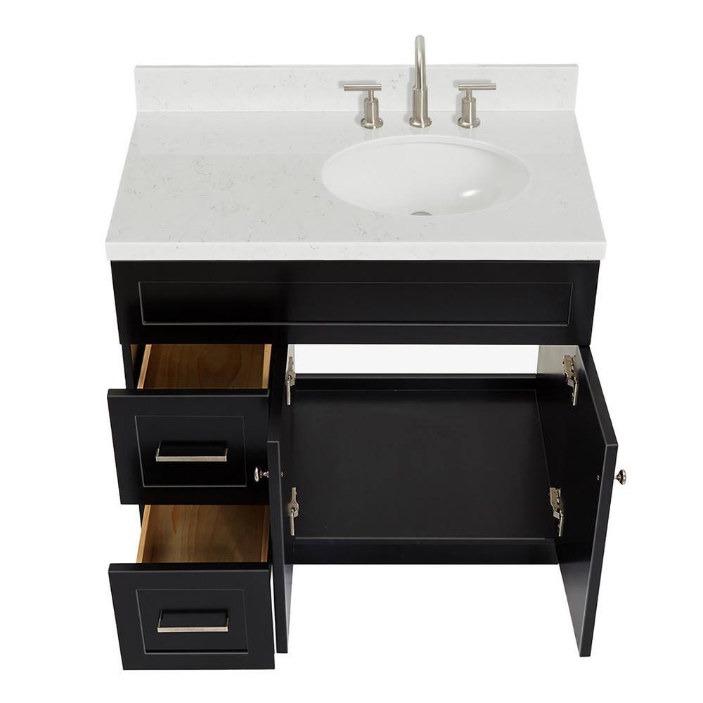 Hamlet 36" Black Wood Single Basin Vanity with Quartz Top
