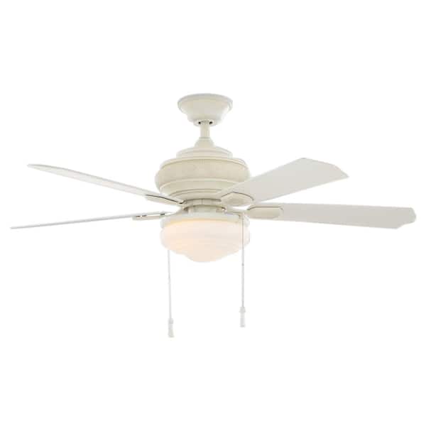 Hampton Bay Portsmouth 52 in. Indoor/Outdoor Vintage White Ceiling Fan with Light Kit