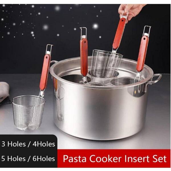 Stainless Steel Pasta Cooker Set with 3-Piece Strainer Basket, 8