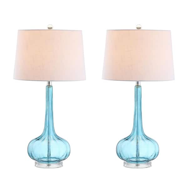 Bette 28.5 in. Aqua Glass Teardrop Table Lamp (Set of 2)