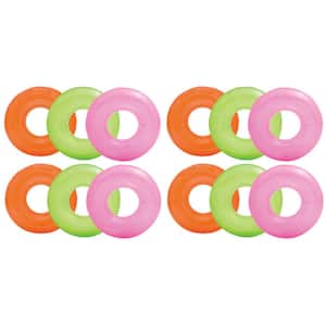 Colorful Transparent Inflatable Swimming Pool Tube Raft (12-Pack)