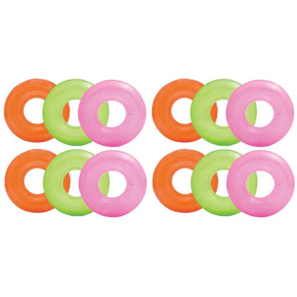 Intex Colorful Transparent Inflatable Swimming Pool Tube Raft (12-Pack)