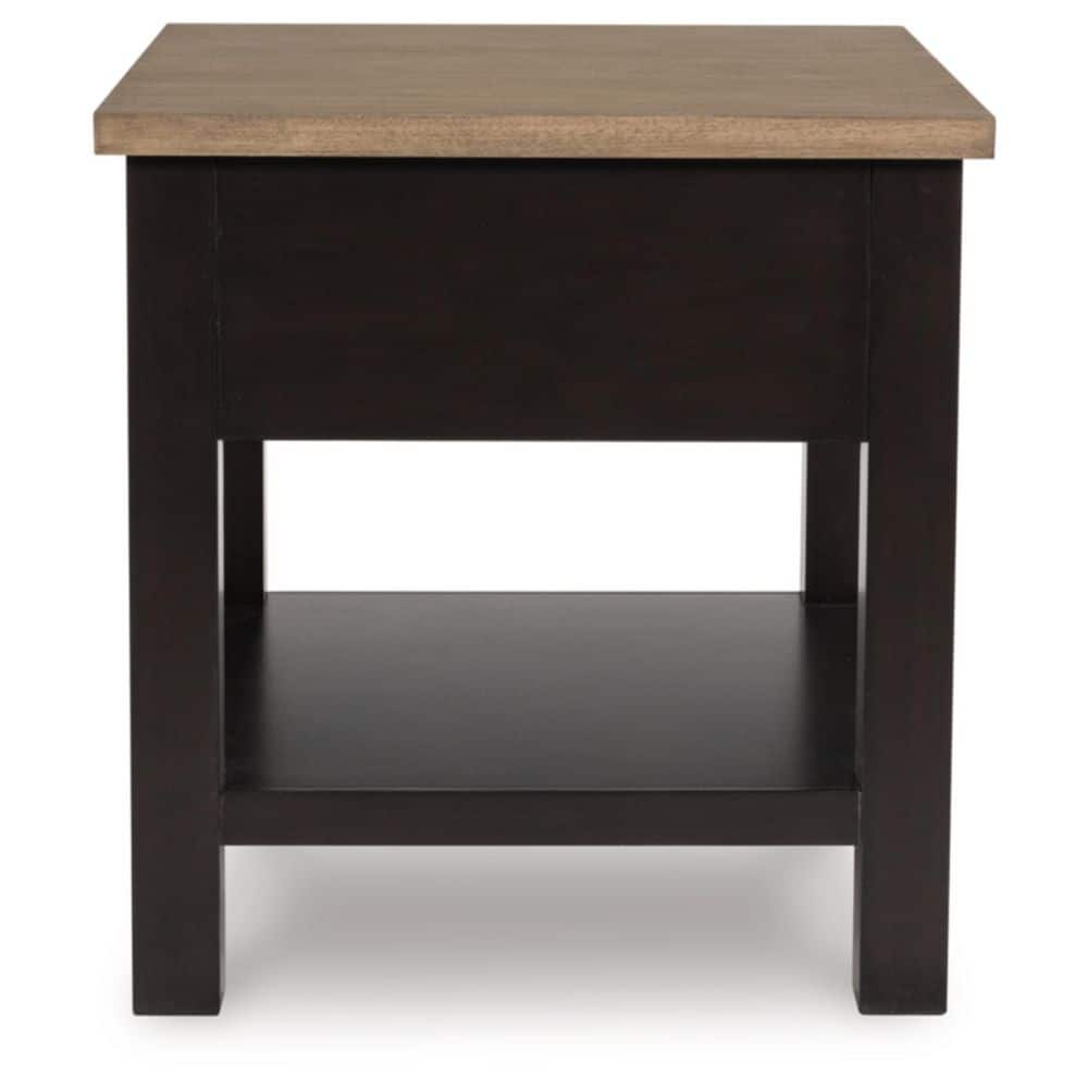 Brown Transitional Wood End Table with Storage Drawer