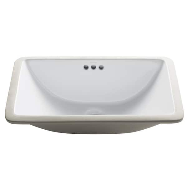 Elavo 20.6 in. Rectangular Undermount Bathroom Sink in White Vitreous China with Overflow