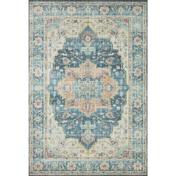 Loloi Skye Ocean/Multi 2 ft. 3 in. x 3 ft. 9 in. Printed Boho Vintage Area Rug