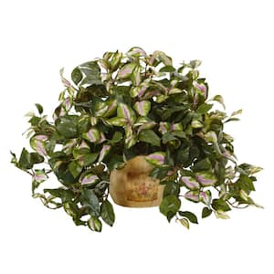 19 in. Artificial Hoya in Wooden Pot