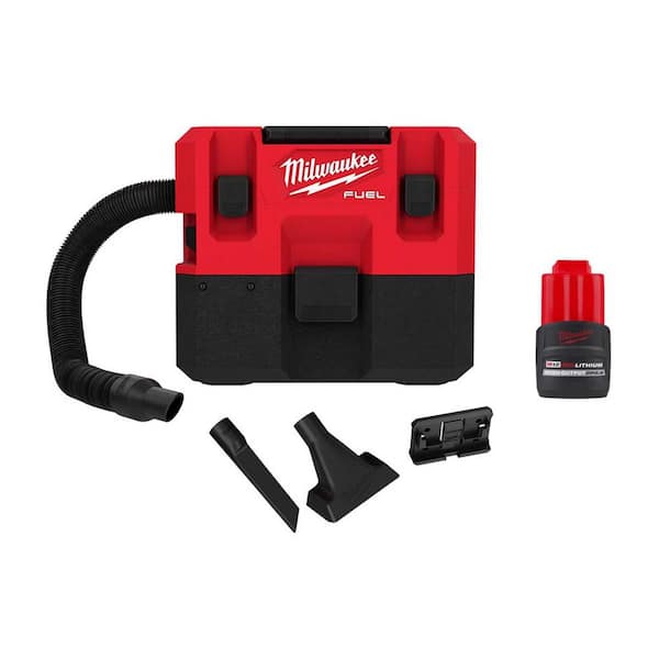 Milwaukee M12 FUEL 12-Volt Lithium-Ion Cordless 1.6 Gal. Wet/Dry Vacuum w/M12 CP High Output 2.5 Ah Battery Pack