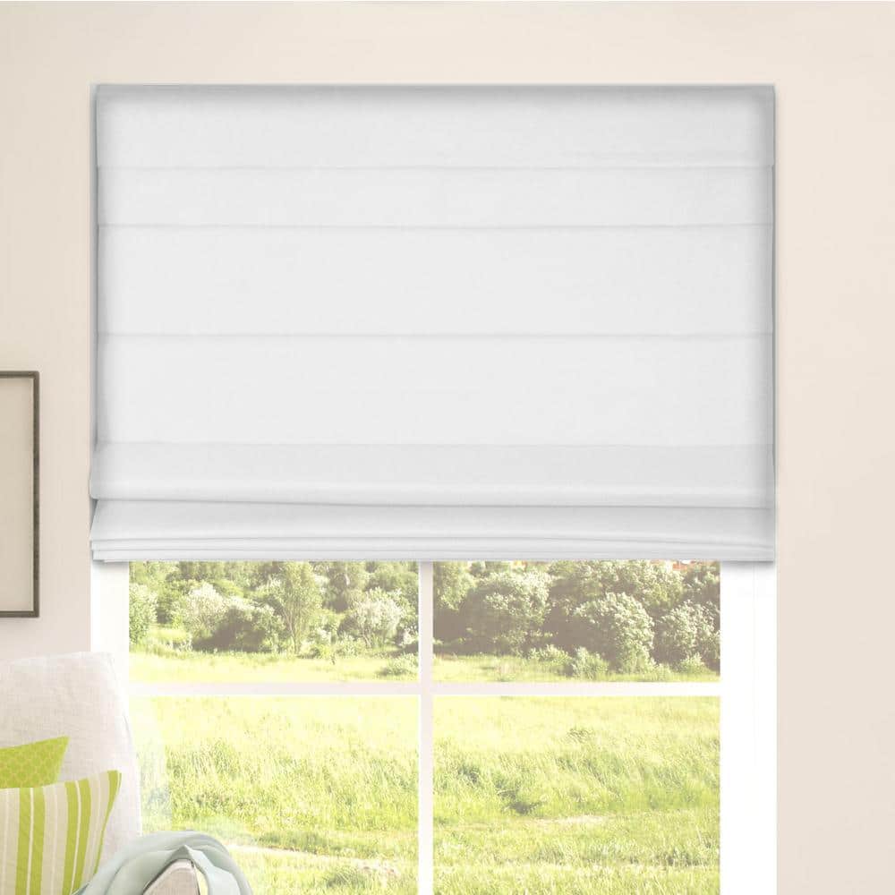 White Cordless Fabric Blackout Roman Shade 27.5"W x 60"H