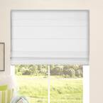 White Cordless Bottom Up Room Darkening Fabric Roman Shade 32.5 in. W x 72 in. L (Actual Size)