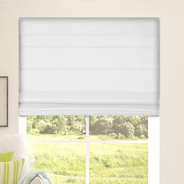 Arlo Blinds White Cordless Bottom Up Room Darkening Fabric Roman Shade 35 in. W x 60 in. L (Actual Size)