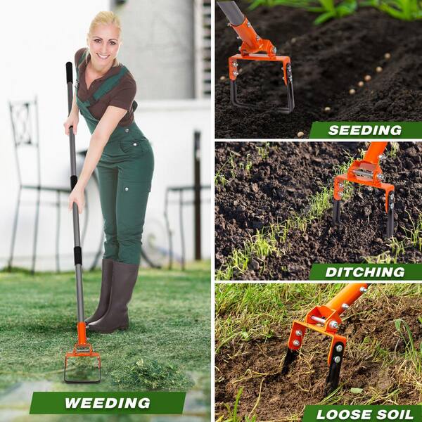 67-in. Adjustable Garden Action Hoe for Weeding, Stirrup Hoe and Hula-Hoe  for Gardening Weeder Cultivator