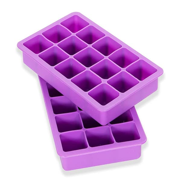 ELBEE Flexible 15-Piece Purple Silicone Ice Tray Mold (2-Pack)