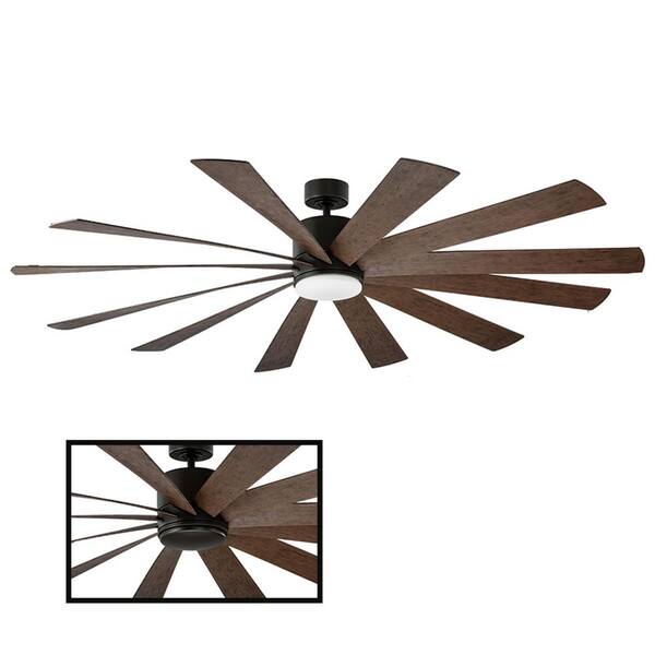 Modern Forms Windflower 80 in. Smart Indoor/Outdoor 12-Blade Ceiling Fan Oil Rubbed Bronze Dark Walnut with 3000K LED and Remote