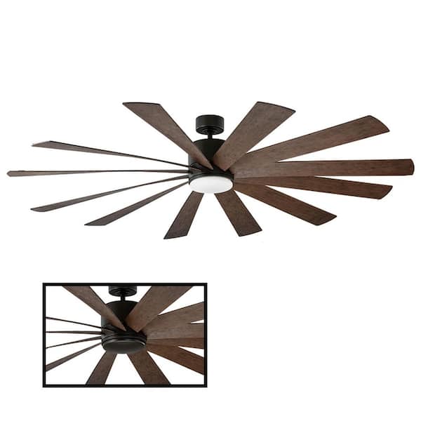 Modern Forms Windflower 80 in. LED Indoor/Outdoor Oil Rubbed Bronze 12-Blade Smart Ceiling Fan with 3000K Light Kit and Wall Control