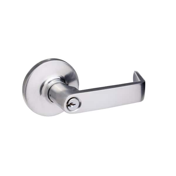Taco Brushed Chrome Entry Lever Trim with Lock for Panic Exit Device