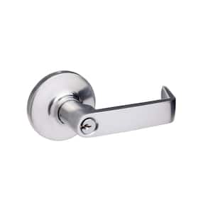 Brushed Chrome Storeroom Lever Trim with Lock for Panic Exit Device