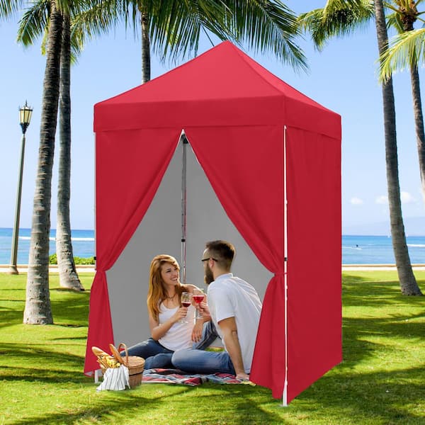COOS BAY 5 ft. x 5 ft. Red Instant Canopy Pop Up Tent with 4