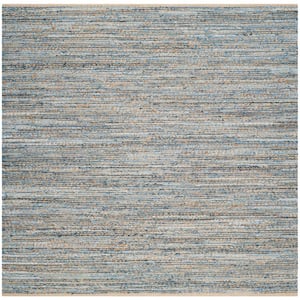 Cape Cod Natural/Blue 8 ft. x 8 ft. Square Striped Gradient Area Rug
