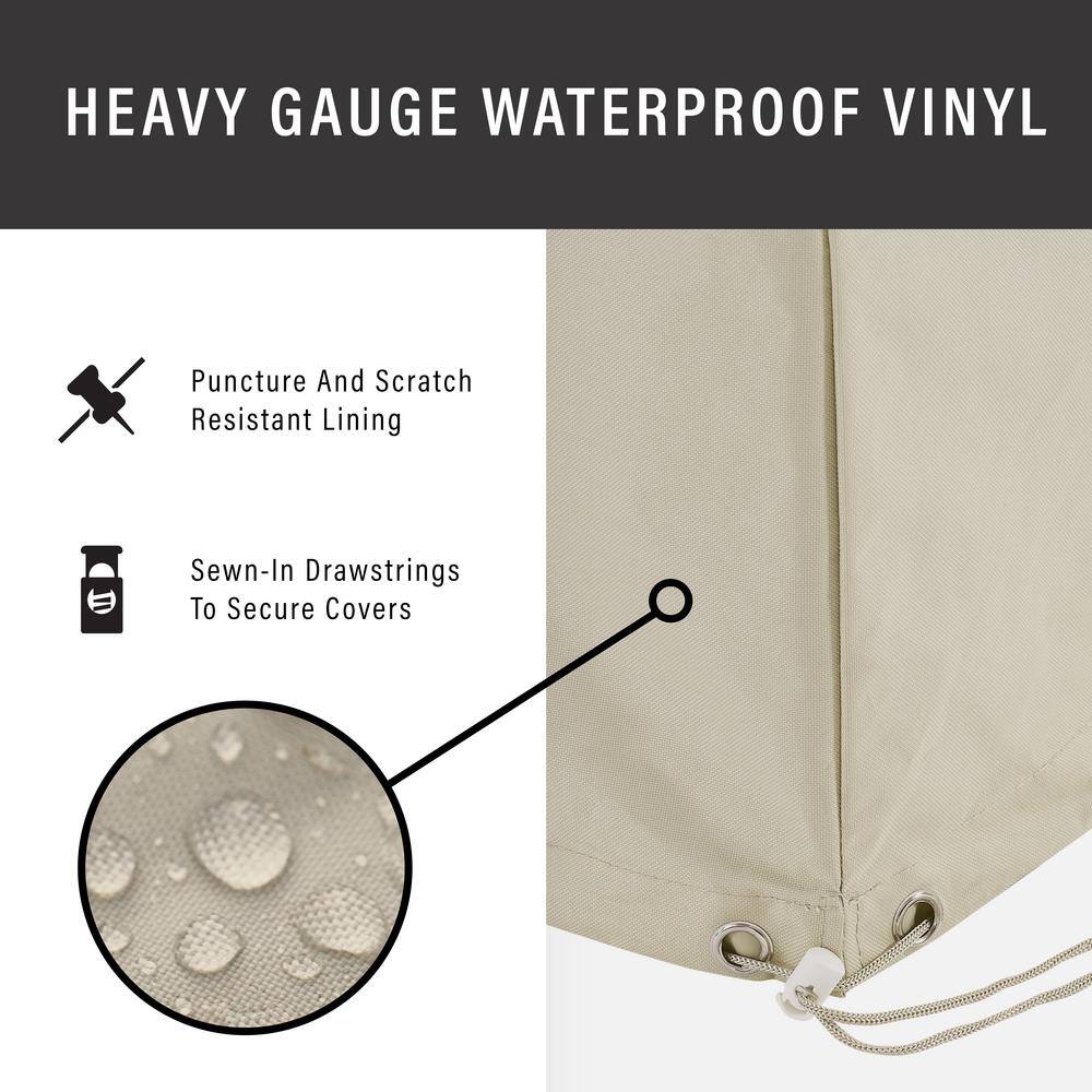 Tan Heavy-Duty Vinyl 5-Piece Outdoor Dining Furniture Cover Set
