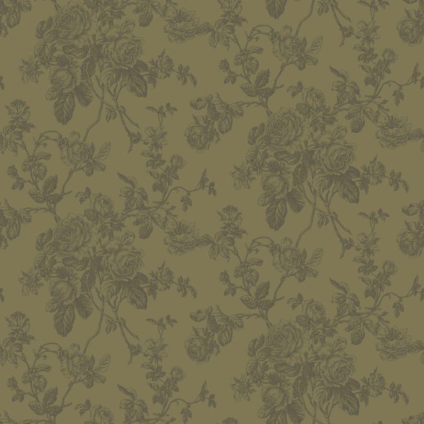The Wallpaper Company 56 sq. ft. Metallic Lacey Rose Toile Wallpaper