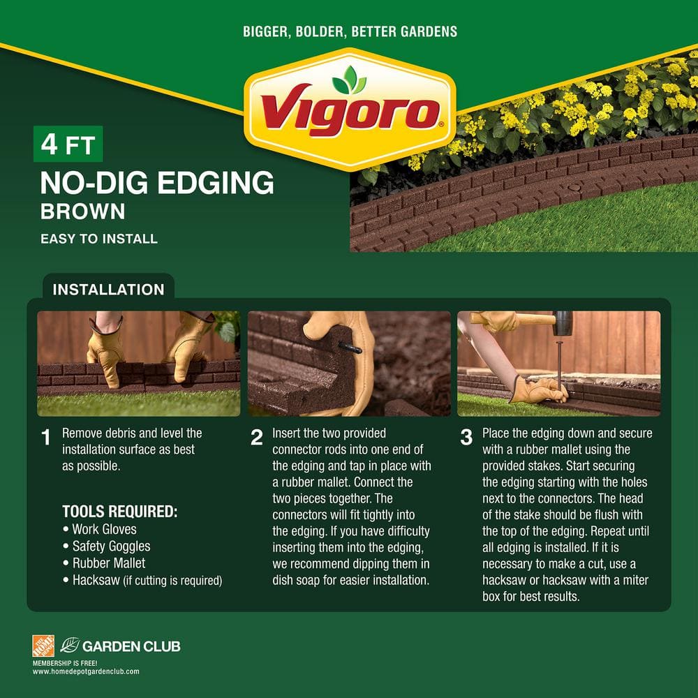 4 ft. Brickface Rubber Landscape Lawn Edging (Set of 6)