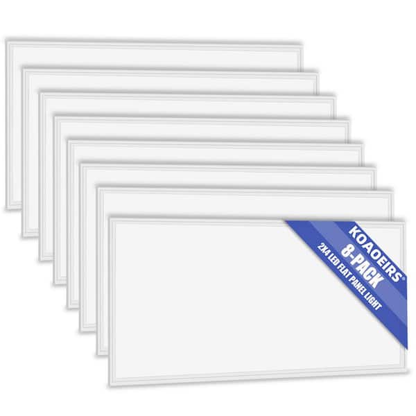 2 ft. x 4 ft. 250-Watt Equivalent Integrated LED Troffer Panel Light 7800 Lumens, 5000K White Dimmable (8-Pieces)