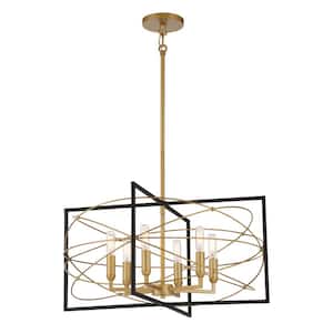 Titans Trace 6-Light Sand Black and Honey Gold Cosmos Chandelier