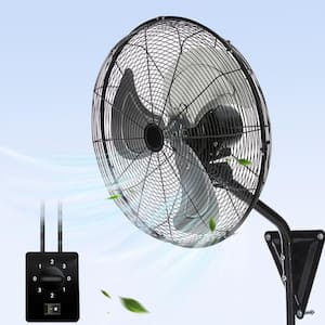 20 in. Wall Mount Fan in Black, 3-Speed ​​7000 CFM, 120° Oscillating, ETL Listed for Garage, Warehouse, Commercial Use