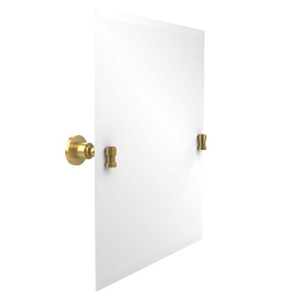 Allied Brass Washington Square Collection 21 in. x 26 in. Rectangular Single Tilt Mirror with Beveled Edge in Polished Brass