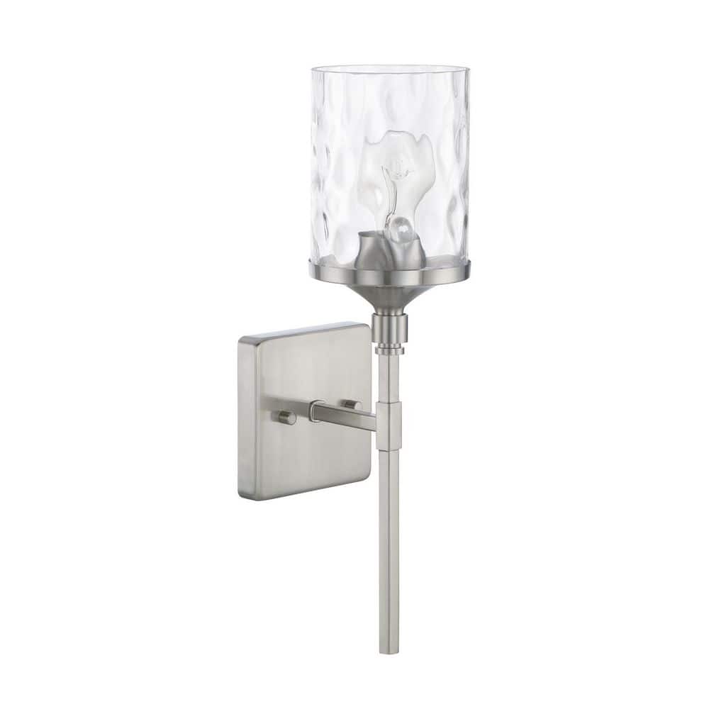 Colton 5 in. 1-Light Brushed Nickel Sconce with Clear Water Glass price history on PriceWatchPro