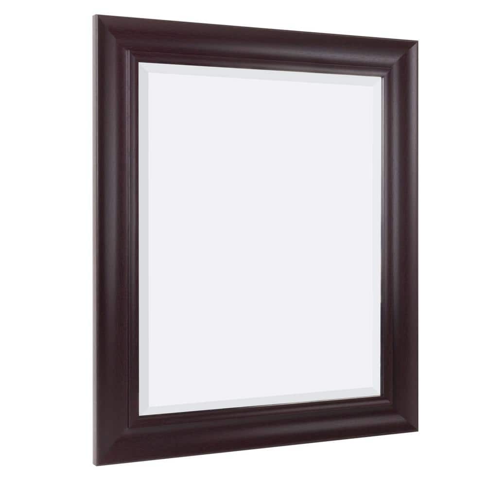 Espresso Brown Beveled Rectangular Vanity Mirror