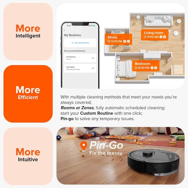 Roborock - Q5 Pro Plus Robotic Vacuum and Mop with Smart Navigation, Self-Emptying, Multi-surface in Black