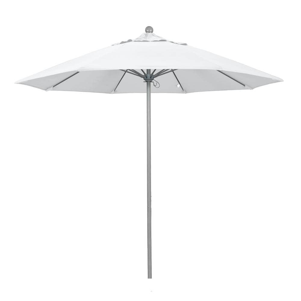 9 ft. Gray Woodgrain Aluminum Commercial Market Patio Umbrella Fiberglass Ribs and Push Lift in Natural Pacifica price history on PriceWatchPro