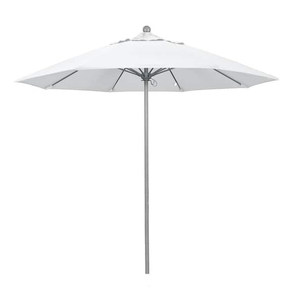 California Umbrella 9 ft. Gray Woodgrain Aluminum Commercial Market Patio Umbrella Fiberglass Ribs and Push Lift in Natural Pacifica