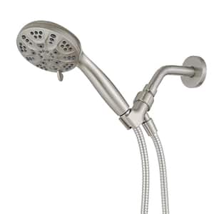 6-Spray 4.3 in. Wall Mount Handheld Shower Head 1.8 GPM Extra Long Stainless Steel Hose and Adjustable Bracket in Nickel