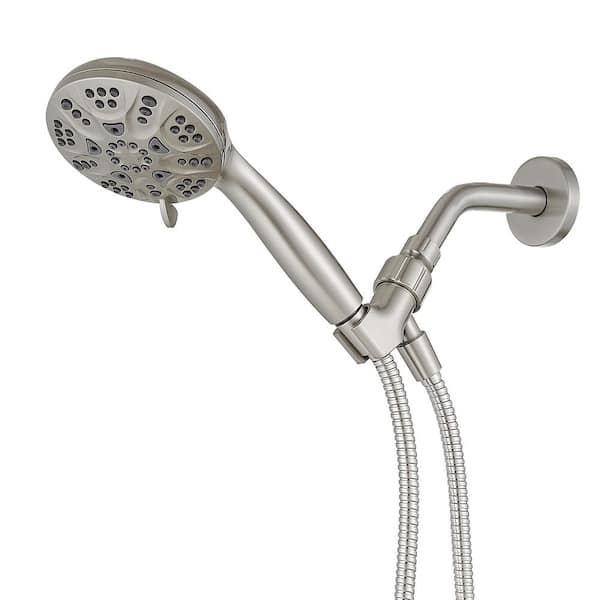 BWE No Handle 6-Spray Wall Mount Handheld Shower Head Shower Faucet 1.8 GPM with Adjustable Heads in. Brushed Nickel