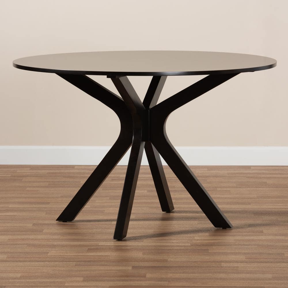 Kenji Espresso Brown Round Wood Dining Table for Six