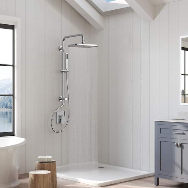 Adjustable Height Single Handle 2-Spray Tub and Shower Faucet 2.5 GPM with 2 Modes Showerhead in. Chrome Valve Included