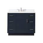 Lincoln 42 in. W x 22 in. D x 34.5 in. H Vanity in Midnight Blue with Cultured Stone Vanity Top in White with White Sink