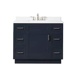 Lincoln 42 in. W x 22 in. D x 34.5 in. H Vanity in Midnight Blue with Cultured Stone Vanity Top in White with White Sink