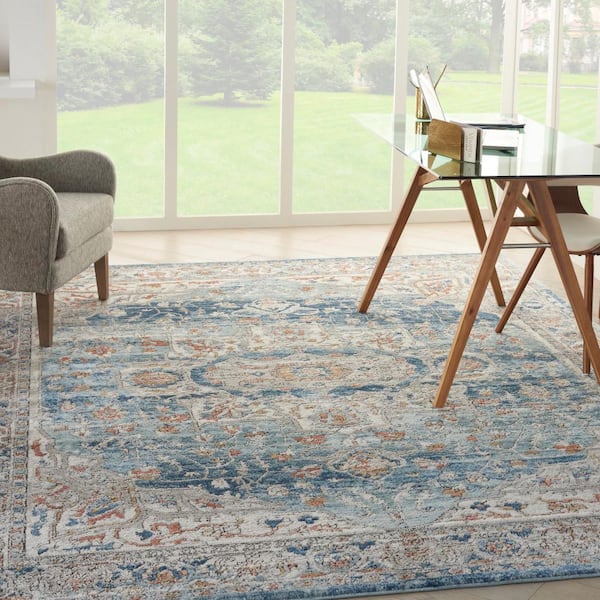 Concerto Ivory/Blue 3 ft. x 5 ft. Traditional Persian Medallion Polypropylene Kitchen Area Rug