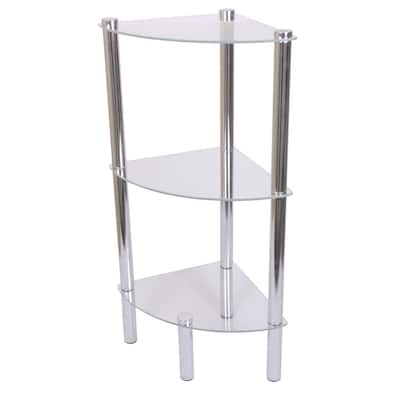 AVF Small Black Glass 3 Tier Shelving Unit (Chrome) S33-A